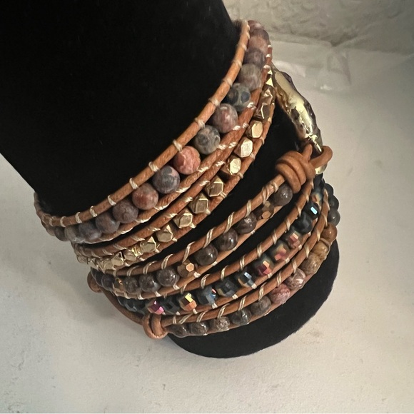 NEW $44 Ananta Stones Protection Black Tourmaline Wrap Bracelet BOHO - Picture 2 of 3